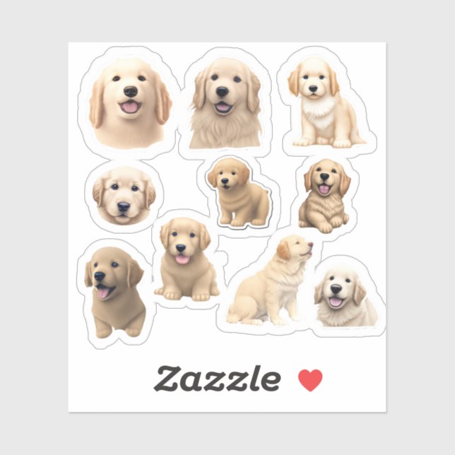 Sticker Collection de Marionnettes Golden Retriever (Feuille)
