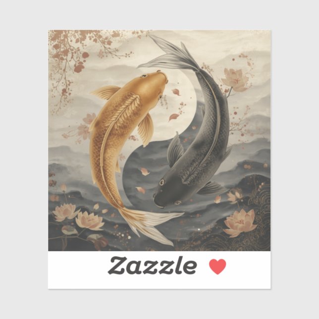 Sticker Collection de peintures de carpes koï japonaises (Feuille)