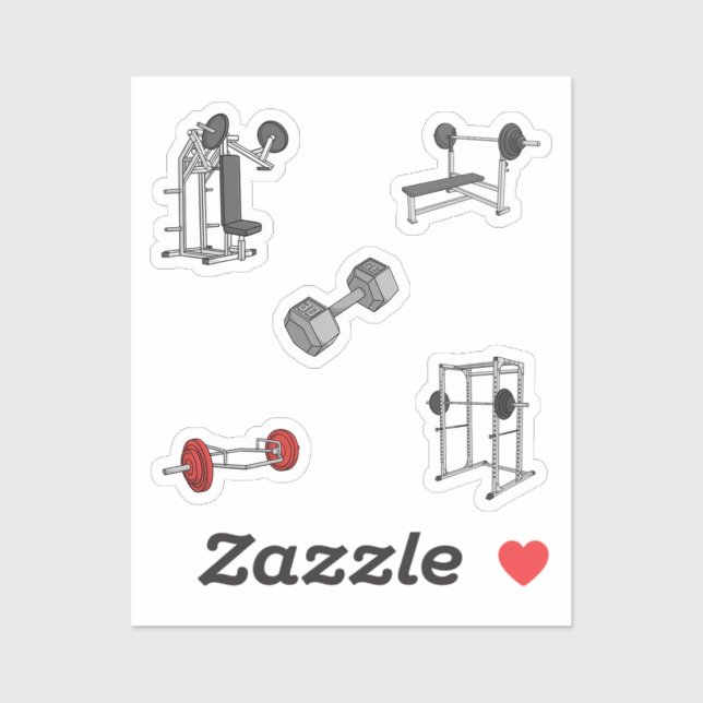 Sticker Collection de poids de salle de sport (Feuille)