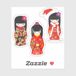 Sticker Collection de poupées Kokeshi