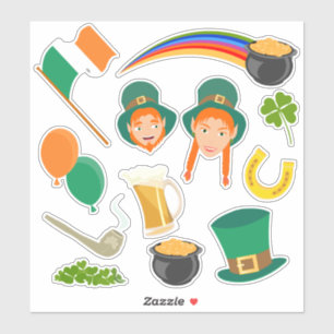 Sticker Collection de symboles irlandais de la Saint Patri