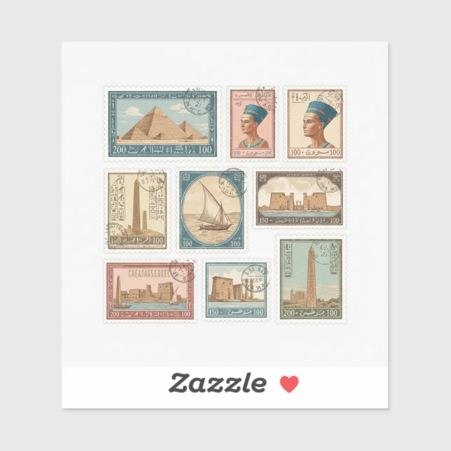 Sticker Collection de timbres royaux d'Égypte (Feuille)