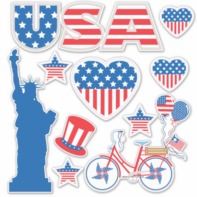 Sticker Collection d'éléments patriotiques Vinyle (Devant)