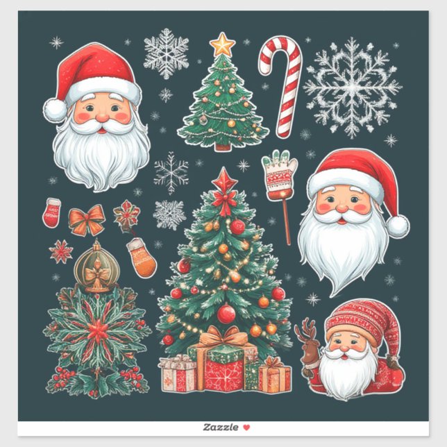 Sticker Collection d'icônes de Noël festives (Feuille)