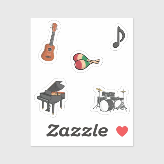Sticker Collection d'instruments de musique (Feuille)