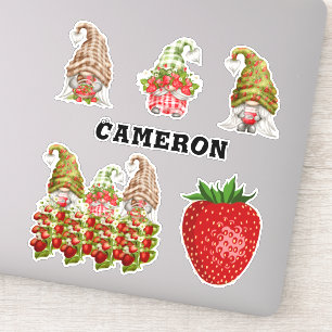 Sticker Collection Gnome fraise Ajouter le nom Fruit Love