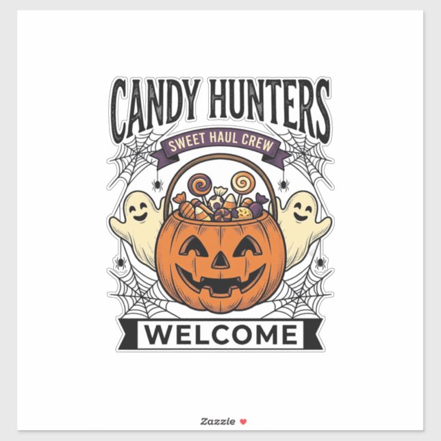 Sticker Collectionneur de bonbons Halloween Gravure vintag (Feuille)