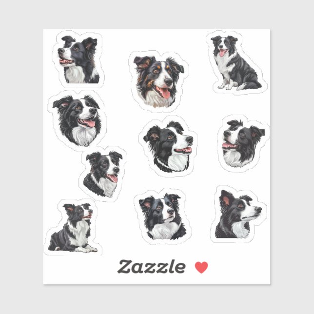Sticker collie de bordure (Feuille)