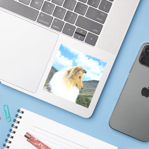 Sticker Collie en Montagne (Rough) Peinture - Chien Art