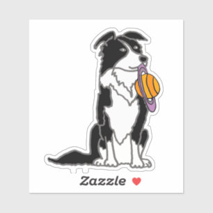 Sticker Collie frontière drôle avec disque Saturn