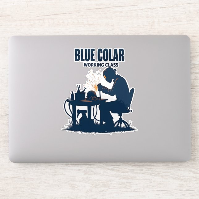 Sticker Collier bleu Classe de travail Soudage Fierté (Ordinateur)
