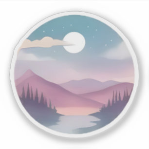 Sticker Collines de lavande au clair de lune