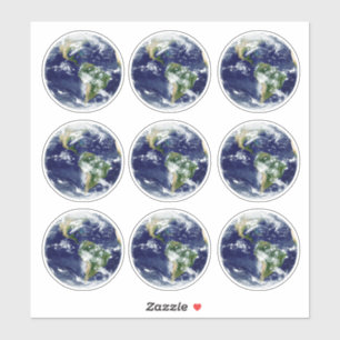 Sticker Colonne Planète Terre du dessus et vue de l'espac