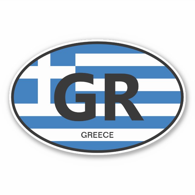 Sticker Colonne vinyle drapeau grec ovale pour voiture et  (Devant)
