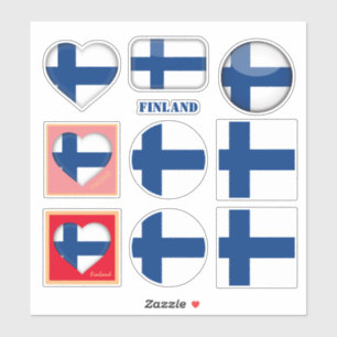 Sticker Colonnes finlandaises et drapeau finlandais, coeur