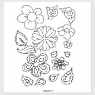 Sticker Color Me Flowers Whimsical Art