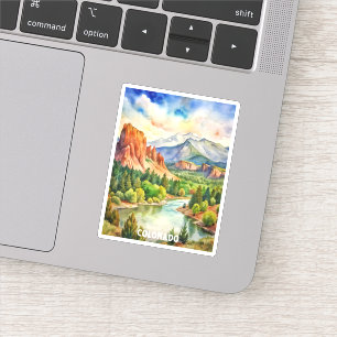 Sticker Colorado Mountains aquarelle peinture