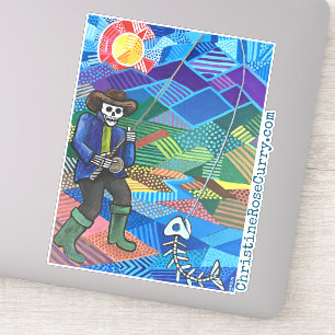 Sticker Colorado Pêche à la mouche, Cool Skull & Skeleton