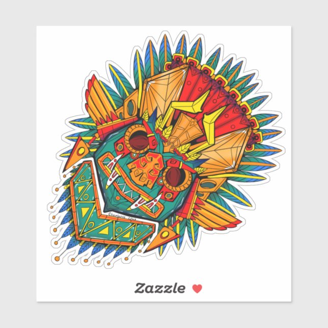 Sticker Colorant de masque Tiki (Feuille)