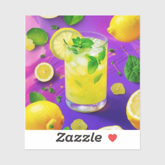 Sticker Coloré citron mocktail (Feuille)