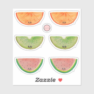 Sticker coloré Kawaii Aquarelle Fruits