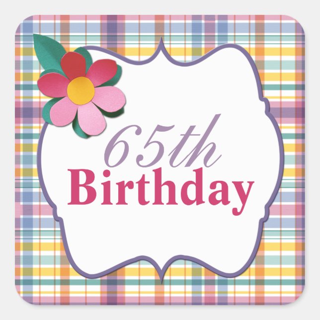 Sticker coloré Plaid 65th Birthday (Devant)