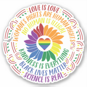 Sticker Coloré Social Justice Mot Fleur Art Décal auto