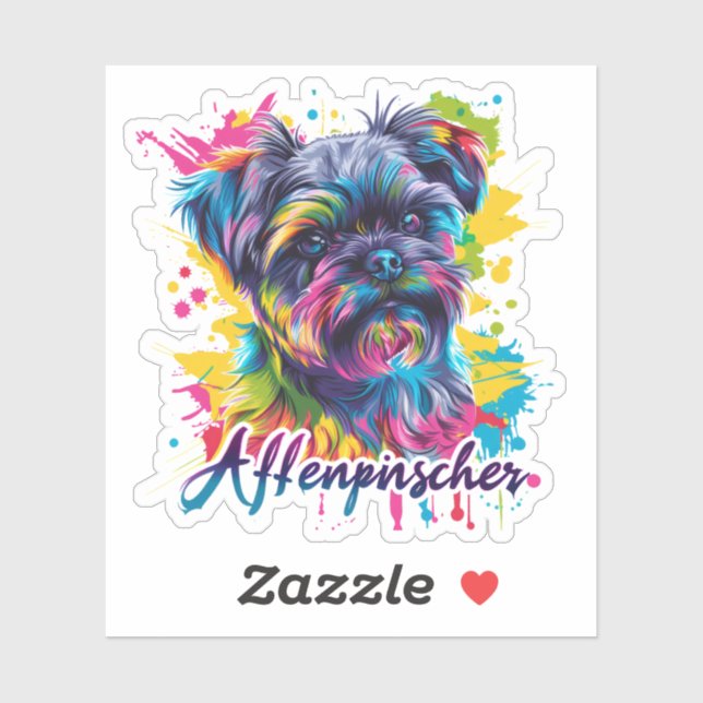 Sticker Colorful “Affenpinscher” Dog Vibrant Pop Art Pet (Feuille)