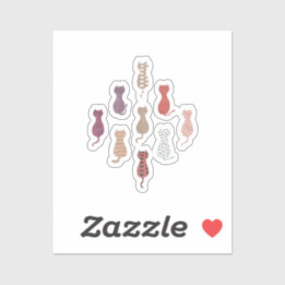 Sticker Colorful Cat Silhouettes