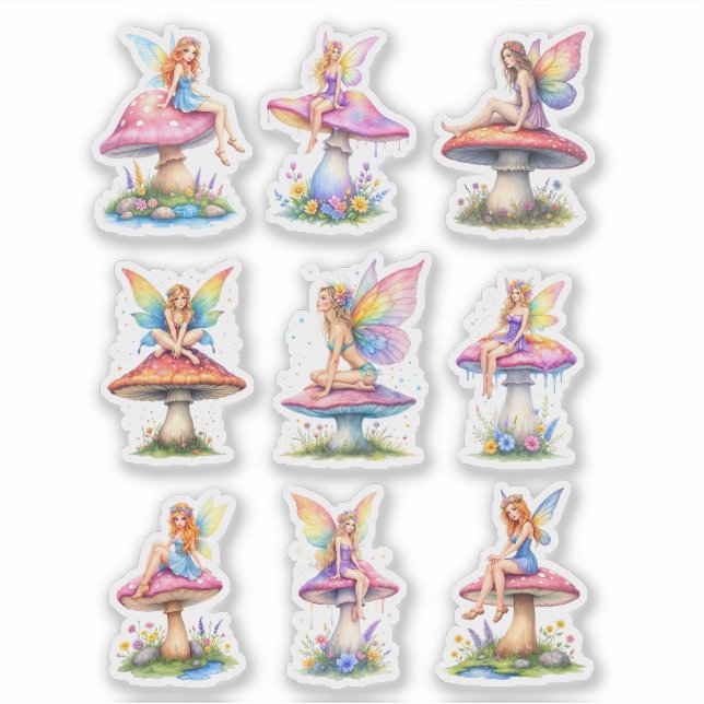 Sticker Colorful Fairy Scrapbook Paper Cutouts (Devant)