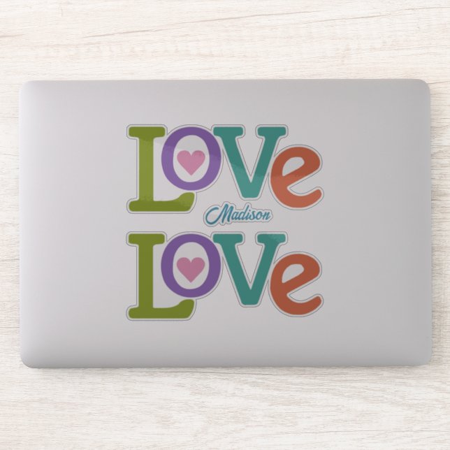 Sticker Colorful Love nom personnalisé (Ordinateur)