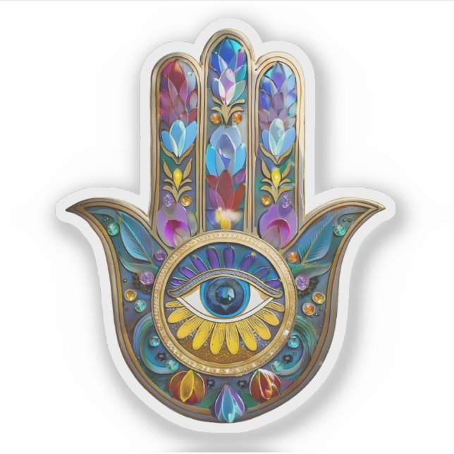 Sticker Colorful Petals Leaves Hamsa Sapphire Third Eye (Devant)