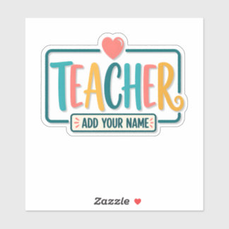 Sticker Colorful Teacher Personalized Name Sign