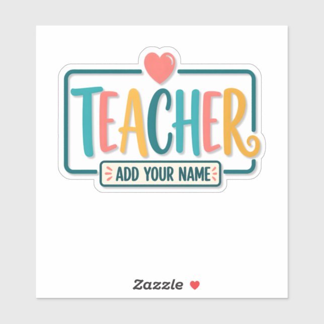 Sticker Colorful Teacher Personalized Name Sign (Feuille)