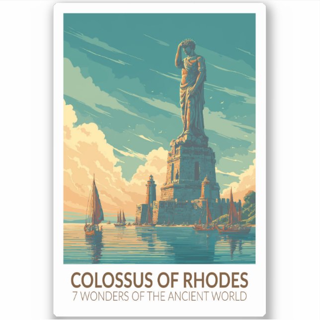 Sticker Colossus of Rhodes Seven Wonders of the World Art (Devant)