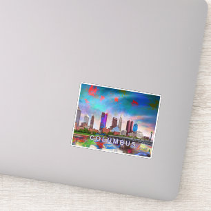 Sticker Columbus Skyline Art Abstrait