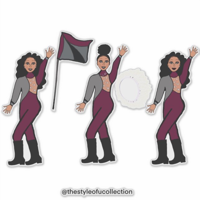 Sticker Combinaison de danseuse Merlot Argenté #2 (Devant)