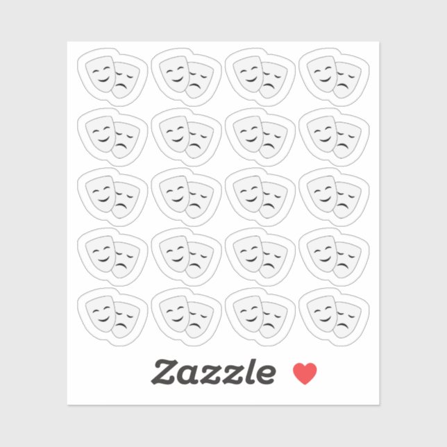 Sticker Comédie Tragédie Drame Musical Masques Planificate (Feuille)