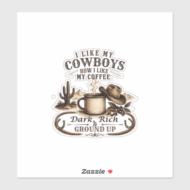 Sticker Comme Mes Cowboys Comme Mon Café (Feuille)