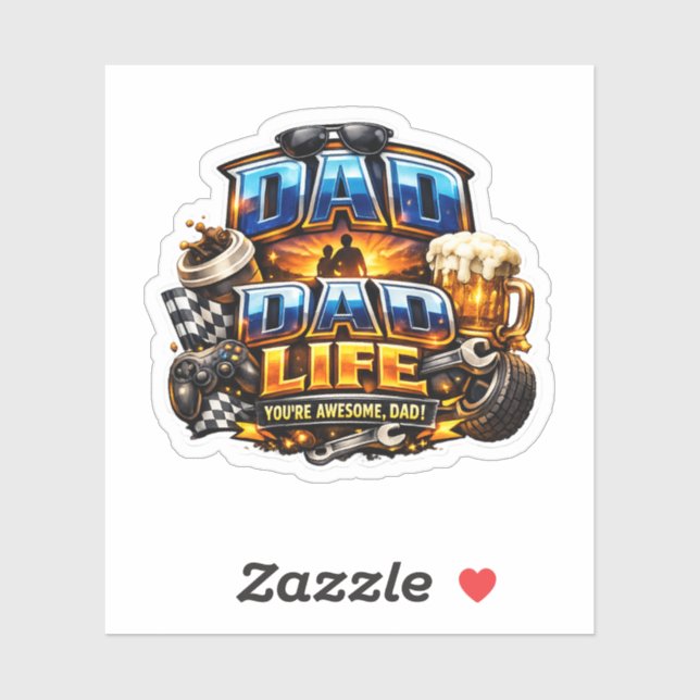 Sticker Commencez la journée de Papa avec du café et un so (Feuille)