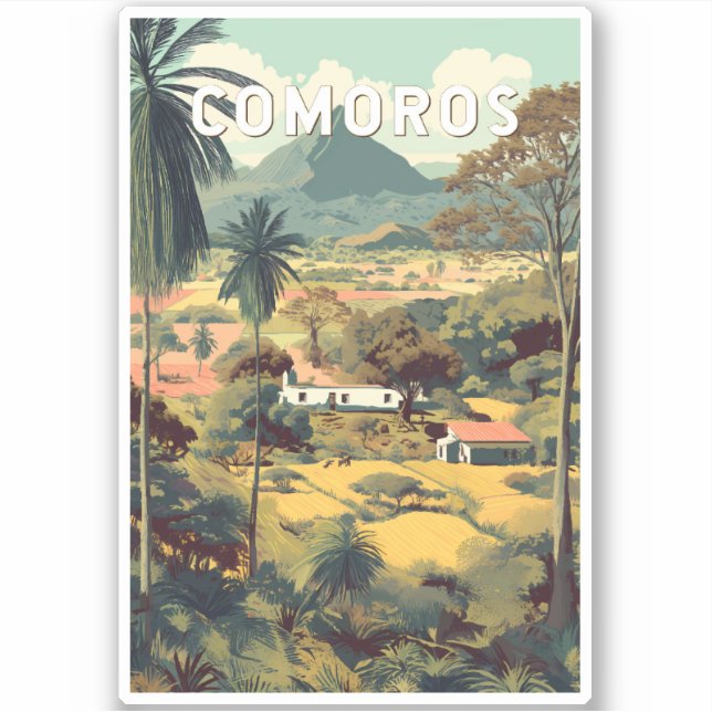 Sticker Comoros Illustration Travel Art Vintage (Devant)