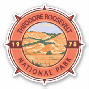 Sticker Compas rétro du parc national Theodore Roosevelt