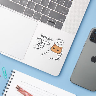 Sticker Comportez-vous/Pas de chat orange, chat drôle