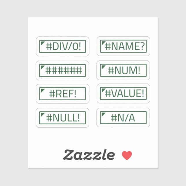Sticker Comptabilité Excel Erreurs Messages Pack Pack de 8 (Feuille)