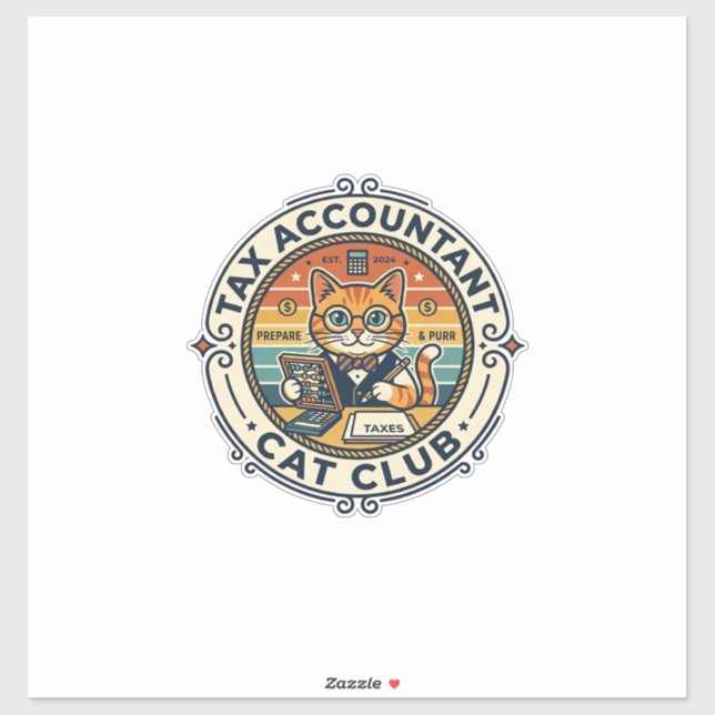 Sticker Comptable fiscal chat mignon kitty design - Compte (Feuille)