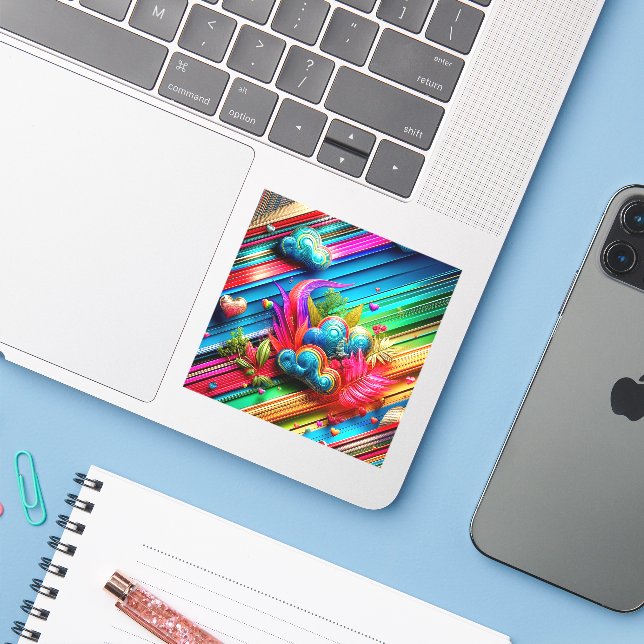 Sticker Conception abstraite (Ordinateur portable avec iPhone)