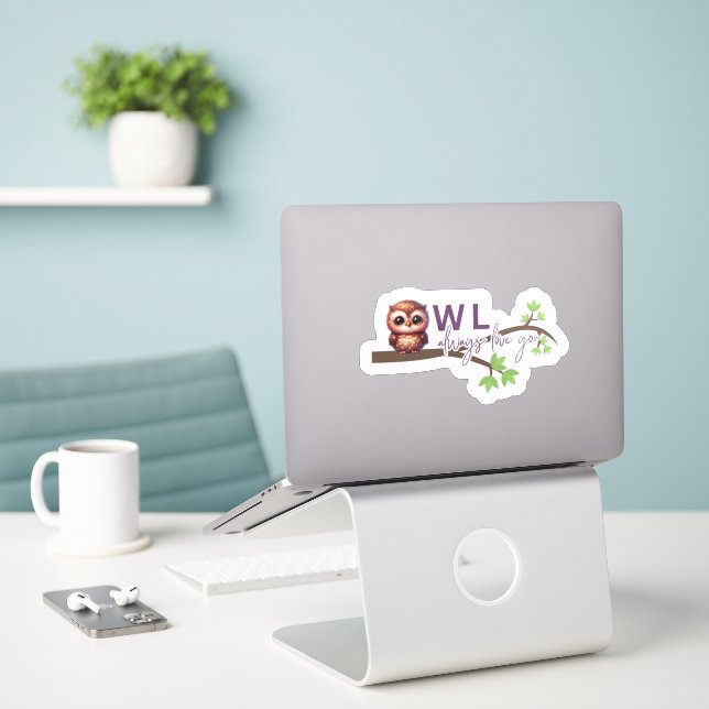 Sticker Conception adorable des chouettes (Ordinateur portable sur le bureau)