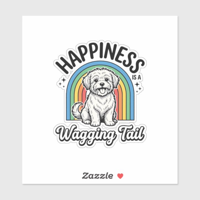 Sticker Conception d'amant de chien de queue de bonheur_1 (Feuille)