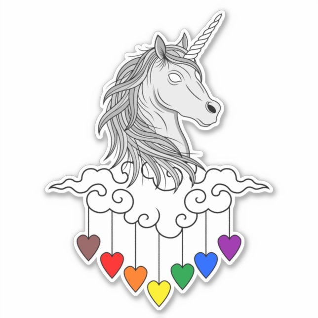 Sticker Conception d'art d'illustration de licorne magique (Devant)