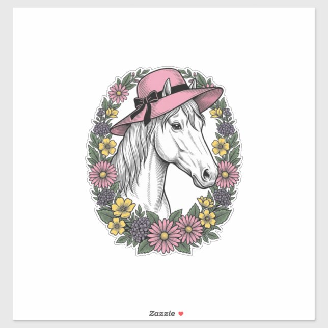 Sticker Conception d'art vectoriel de portrait de cheval f (Feuille)